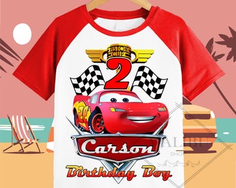 Cars Lightning Mcqueen Family Personalized Shirt Birthday Custom Tshirt Unisex Kids Birthday Girl Birthday Boy Raglan Tee