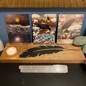 Raven Feather Multi Tarot Card Holder with Candle Holder