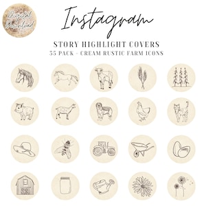 35 couvertures blanc crème pour l&#39;icône de la ferme de campagne sur Instagram. Icônes de couverture en surbrillance de l&#39;histoire Instagram. Couvertures rustiques d&#39;Instagram country.