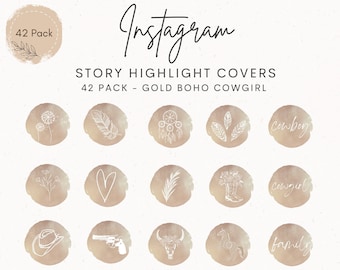 42 Rustic Gold Boho Cowgirl Instagram Highlight Covers. Instagram Story Highlight Cover Icons. Western Boho Rustic Instagram Covers.