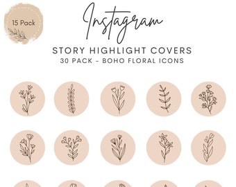 30 Boho Floral Icons. Instagram Highlight Covers. Instagram Story Highlight Cover Icons. Western Boho Rustic Instagram Covers.