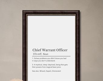 Chief Warrant Officer Definition Wall Art. Digital Printable Wall Art. Download Printable Wall Art. Military Quotes Wall Decor.