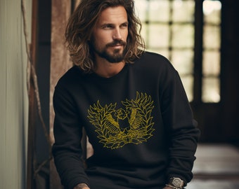 US Army Warrant Officer Gold Eagle Rising Black Unisex Heavy Blend™ Crewneck Sweatshirt. WO Eagle Rising. Army Crewneck. Warrant Officer.