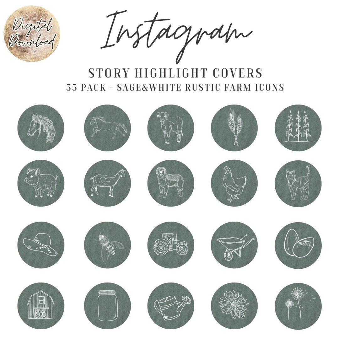 Rustic Farm Icon 35 Sage White Country Farm Icons. Instagram Highlight Covers. Instagram ...