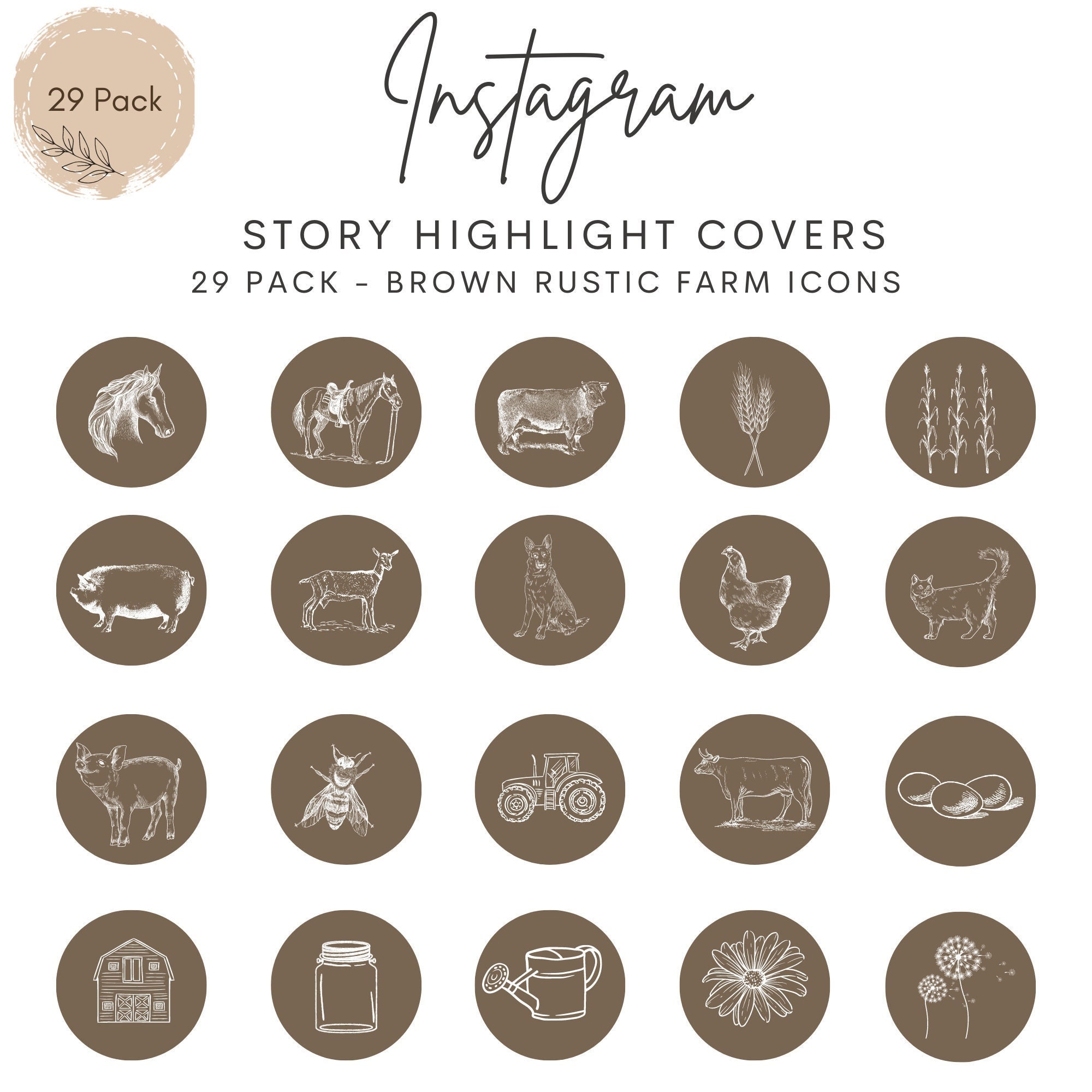 29 Rustic Brown Country Farm Icon Instagram Highlight Covers. - Etsy