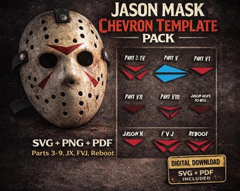 Jason Mask Chevron Template Pack | SVG PNG PDF | Multiple Versions Included