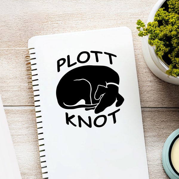 Plott Hound Decal | "PLOTT KNOT" | Vinyl Sticker for Windows, Tumblers, Water Bottles, Laptops, Wall Decor | Christmas Gift