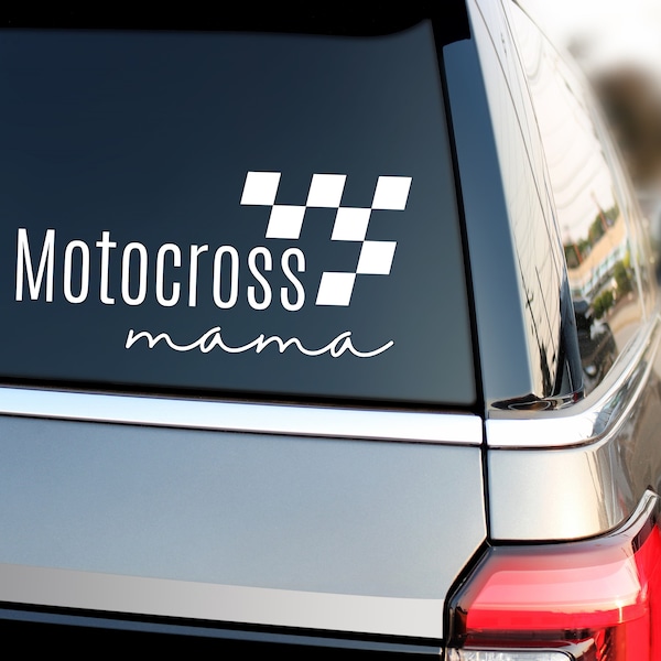 Motocross Mama Decal | Racing Checkered Flag Mom | Vinyl Sticker for Windows, Tumbler, Water Bottles, Laptop, Wall Decor | Christmas Gift