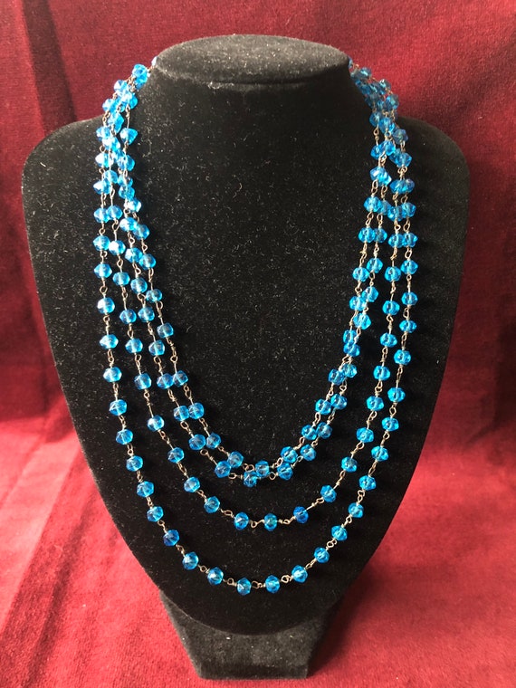 Original vibrant blue 1920s flapper necklace | ver