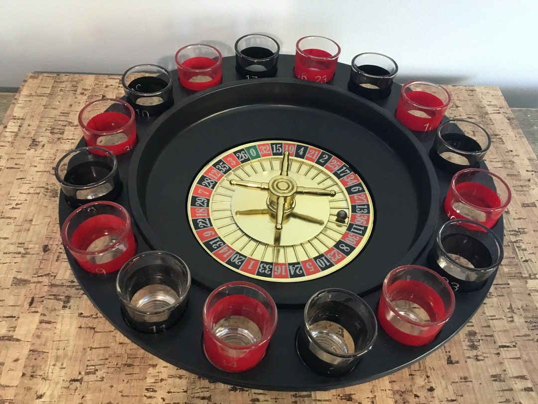 Vintage Roulette Drinking Game/ Great Man Cave Item/ Gift Idea/ Games/poker/roulette/black and