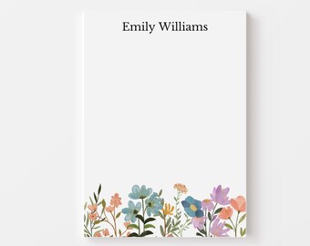 Gepersonaliseerde aangepaste Kladblok, kleine aanpasbare memo pad, kleurrijke bloem Kladblok, cadeau voor leraar, gepersonaliseerde briefpapier cadeau
