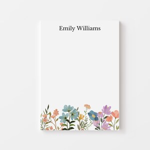 Personalized custom notepad, small customizable memo pad, colorful flower notepad, gift for teacher,  personalized stationery gift