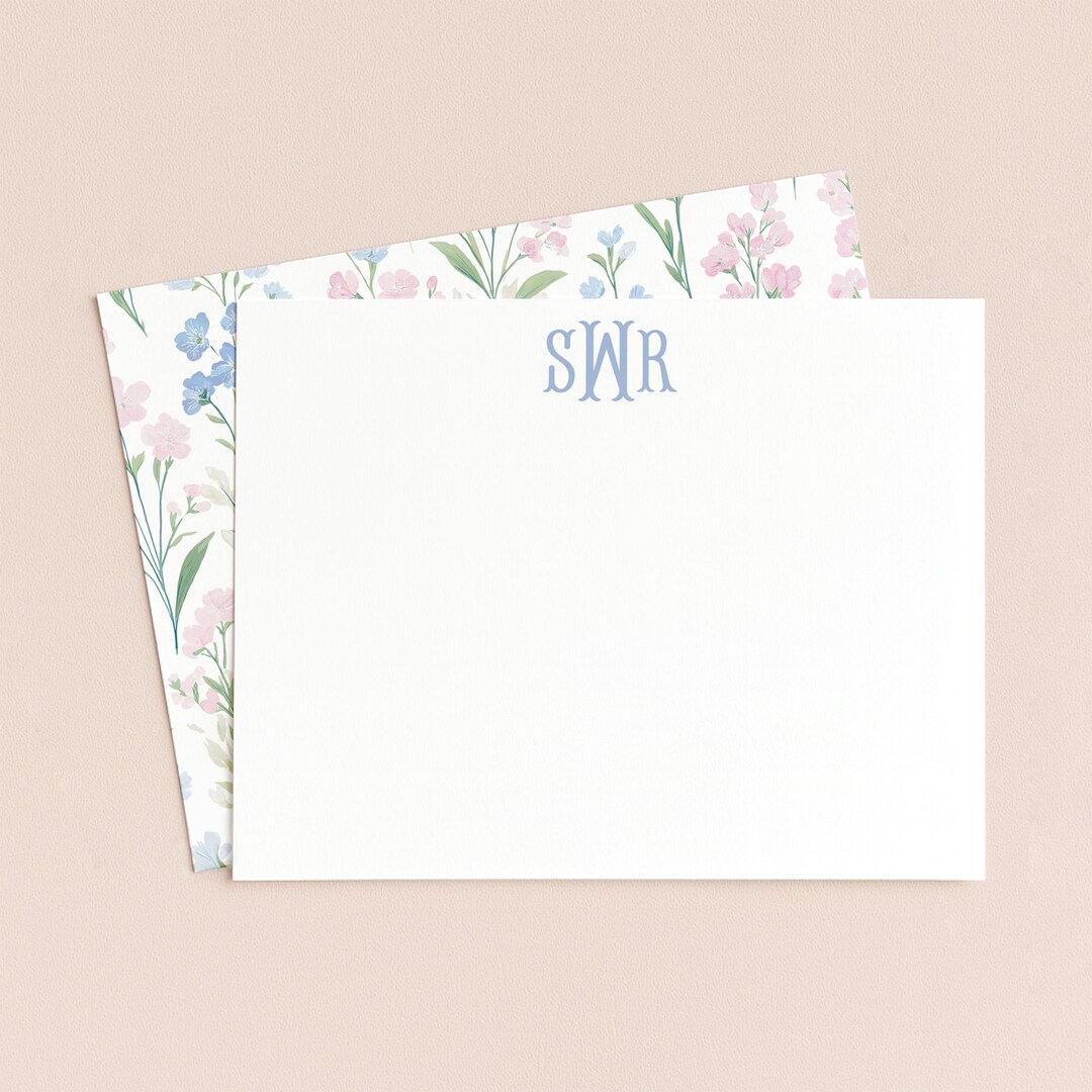 Personalized Thank You Cards, Custom Note Cards, Monogram Stationery ...