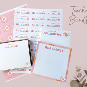 Personalized Teacher Bundle, Custom Notepads for Teachers, Back to School Teacher Gift, Unique Retro Style Gift for Friend, Teacher Supplies