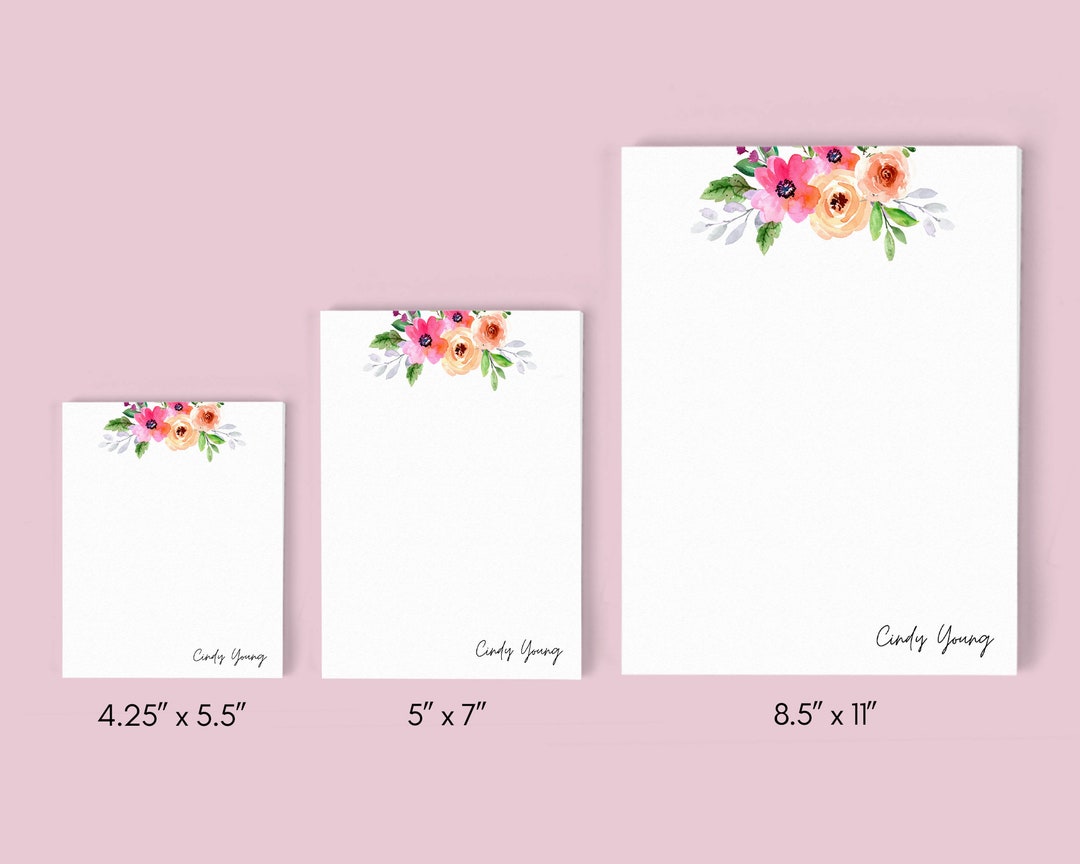Personalized Custom Notepad, Small Customizable Memo Pad, Pink Floral ...