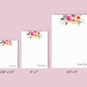 Personalized custom notepad, small customizable memo pad, pink floral notepad, gift for teacher, mother of the bride, and bridesmaids