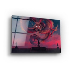 Dragon Blessing Glass Wall Art: UV Print, Tempered Glass