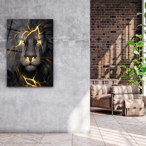 Lighting and Lion - Glass Printing Wall Art - Glass Wall Art -Wall Hangings- Interior Design