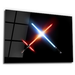 Jedi vs Sith - Lightsaber - Glass Wall Art -Housewarming Gift - Interior Design Ideas - Home & Office Decoration