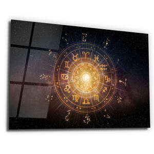 Astrologie Rad - Sternzeichen - Zeichen Horoskop - Wandkunst -Glasdruck Wandkunst - Glasdruck - Wandkunst -
