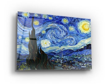 Van Gogh Starry Night Glass Wall Art: Tempered UV Print