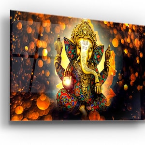 Lord Ganesh-Glass Printing Wall Art - Glass Wall Art -