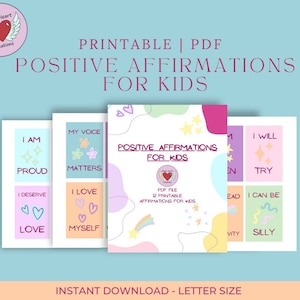 Positive Affirmations For Kids | Printable | Digital Download