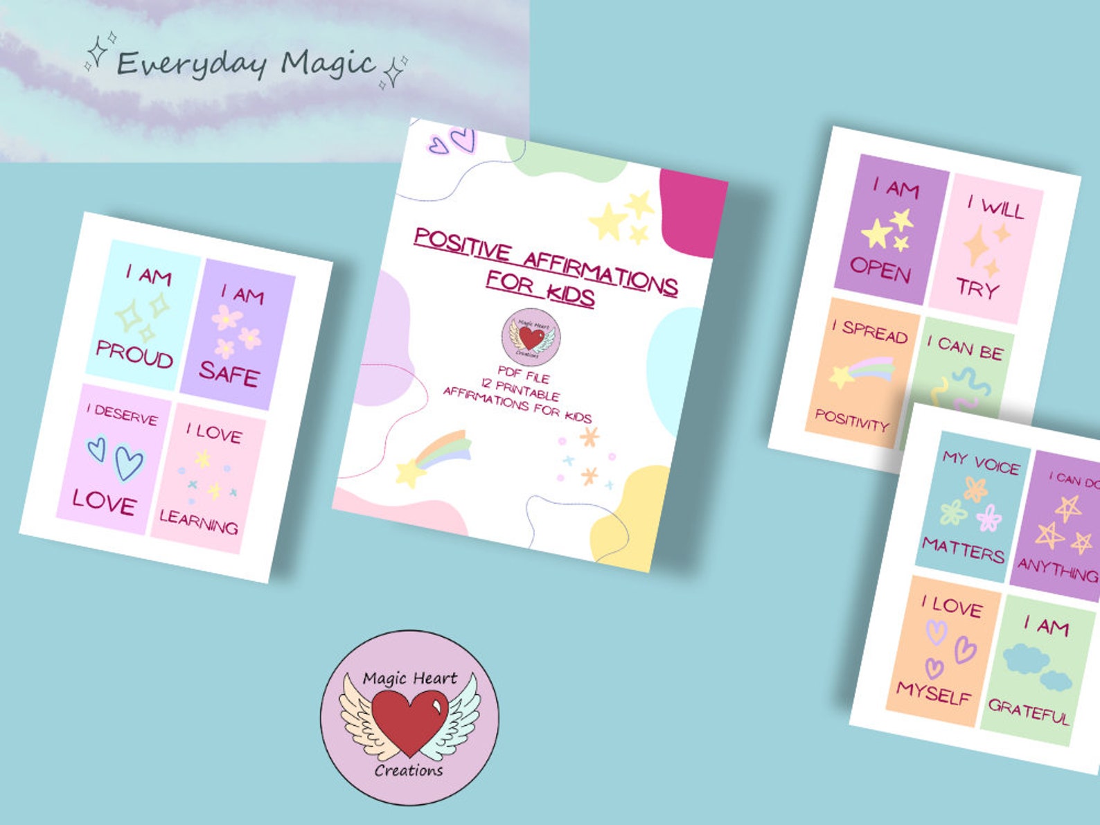 Positive Affirmations for Kids Printable Digital Download Etsy