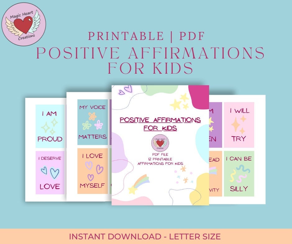 Positive Affirmations for Kids Printable Digital Download Etsy