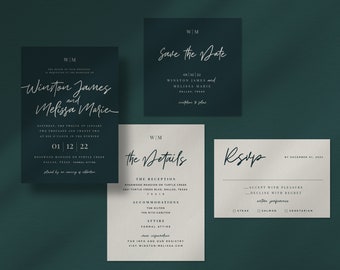 Modern Traditional Wedding Invitation Suite- Custom Design Process Deposit