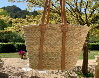 Leather strap handmade basket