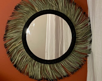 Natural palm leaf mirror