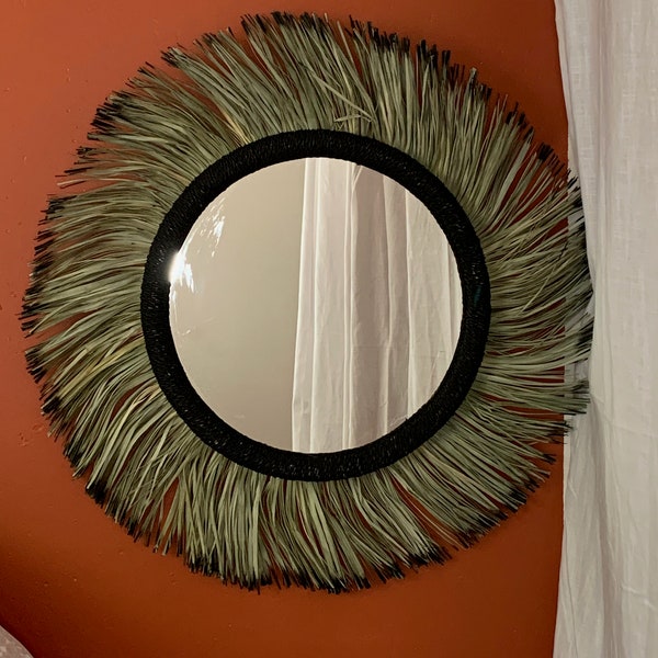 Miroir en feuilles de palmiers naturelle