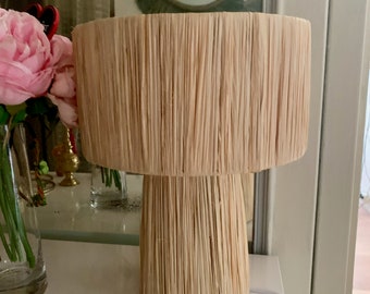 raffia table lamp Natural raffia lamp, raffia lampshade, Moroccan lampshade handmade in Rattan, wicker lampshade, straw