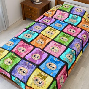 Cute Monster Dolls Plush Blanket, Cozy Throw for Nursery Decor, Gift for Baby Shower, Viral Colorful Monster Dolls Kids Room Decor