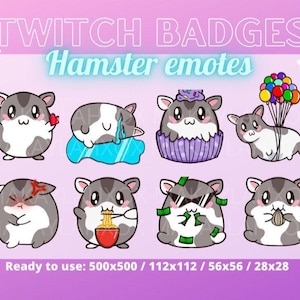 8 Hamster Twitch Emotes- Discord, YouTube, Twitch