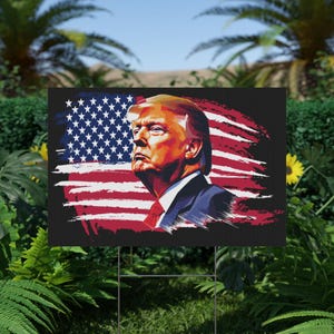 Trump 2024 Plastic Yard Sign- MAGA Trump USA Flag
