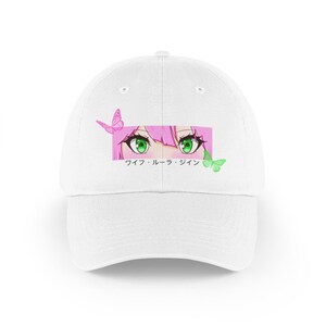 Anime Girl Butterfly Eyes White Baseball Cap
