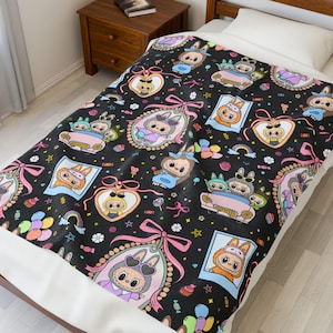 Cute Monster Dolls Velveteen Plush Blanket, Cozy Comfort, Child&#39;s Nursery Decor, Easter Gift, Cuddly Throws, Viral Fluffy Monster Dolls