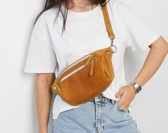 Pochete de couro: bolsa de cinto ajustável, bolsa de quadril minimalista