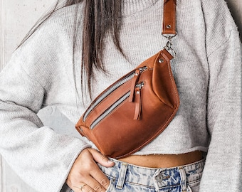 Full grain leather belly bag, Bum bag, Waist bag, Leather belt bag, Leather fanny pack, Waist pack, Leather hip bag, Sling bag