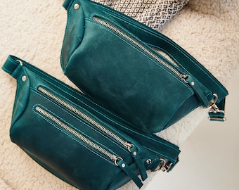 Personalized Leather Fanny Pack: Travel Crossbody Belt Bag