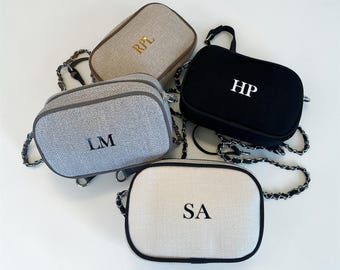 Personalised Crossbody Canvas Bag with initials Monogram Canvas Shoulder Bag  gift birthday gift for her personalised canvas totebag