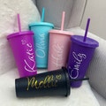 Personalised Cold Cup With Straw & Lid 24oz Starbucks Inspired Cold Cup , Reuseable tumbler
