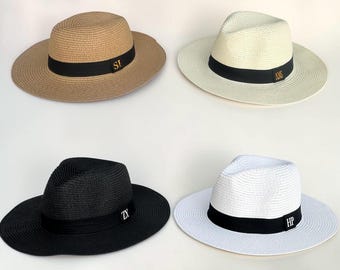 Personalised Straw Hat | Fedora Sun Hat | Foldable Hat | Summer Hat | Beach Hat | Personalised Straw Sun Hat