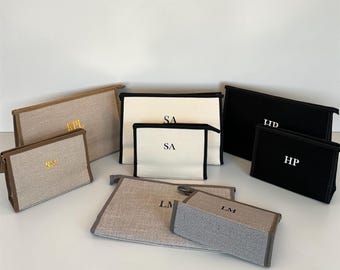 Personalised Canvas Clutch Bag with initials Monogrammed Beach Tote Small & large evening bag documents holder gifts for her