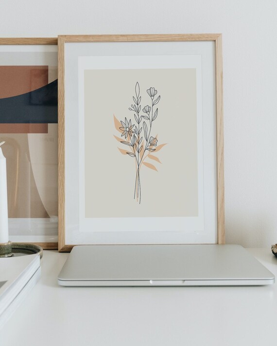 Flower Art Prints Floral Printable Art Line Art Floral Etsy