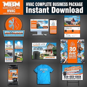 HVAC Complete Business Package | 60 + Hvac Custom Marketing Designs | PSD Photoshop Files | HTML File | Digital File Only | Instant Download