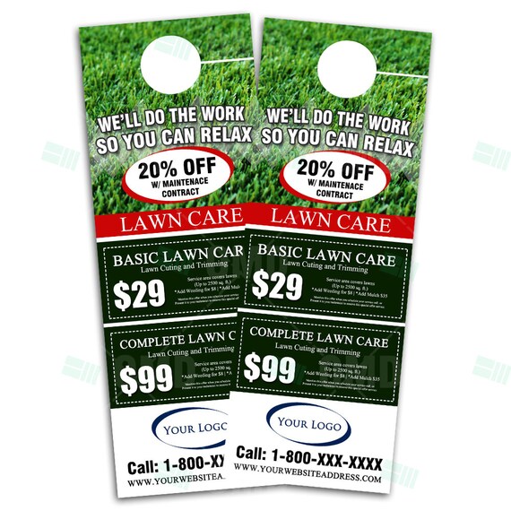 Lawn Care Door Hangers Personalized Lawn Care Service Custom Etsy