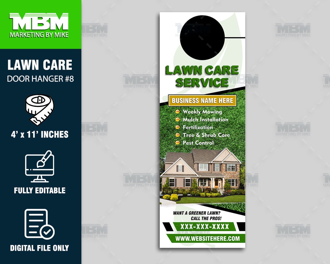 Lawn Care Door Hangers Personalized Lawn Care Service Custom Etsy